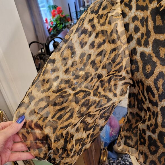 🌹NEW Zara Leopard Animal Print Sheer Organza Shirt - Picture 5 of 10